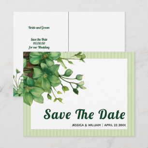 Groen en strepen lente bruiloft Save the Date Briefkaart