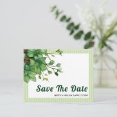 Groen en strepen lente bruiloft Save the Date Briefkaart (Staand voorkant)