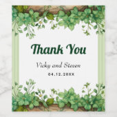 Groen en strepen rustiek Dank u bruiloft Wijn Etiket (Enkel label)