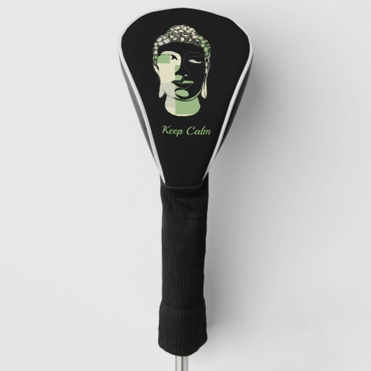 Groen en Tan Squares hand getekend boeddha silhoue Golfheadcover (Voorkant)