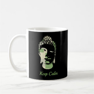 Groen en Tan Squares hand getekend boeddha silhoue Koffiemok