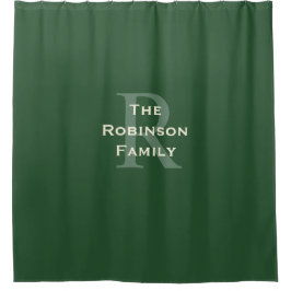 Groen en Tannige familienaam Monogram Douchegordijn