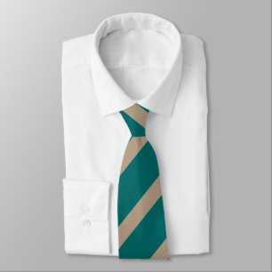Groen en taupbreed bandpatroon stropdas