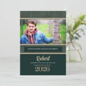 Groen en Taupe Afstuderen Class 2025 Foto Kaart (Staand voorkant)