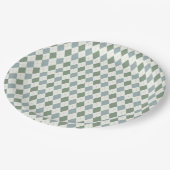 Groen en Taupe Argyle Patroon-Elegant Veelzijdig Papieren Bordje (Gekanteld)