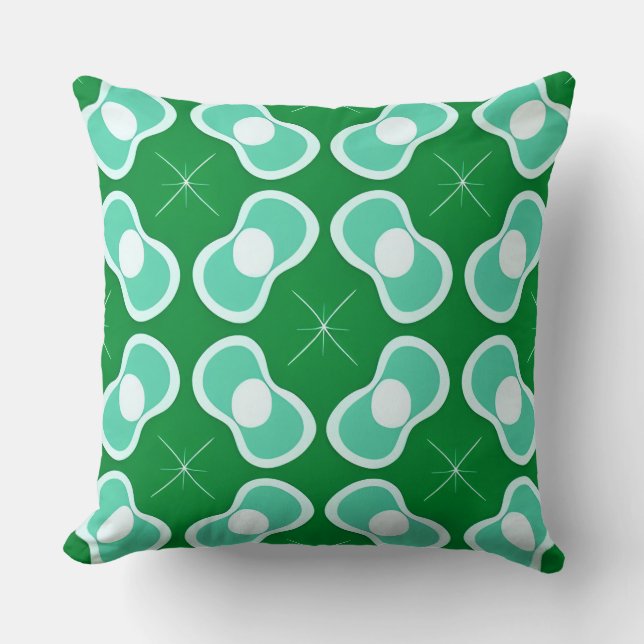 Groen en Teal Abstract Patroon Kussen (Voorkant)