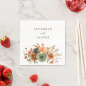 Groen en Terra Cotta Floral Name Napkins Servet (Insitu)