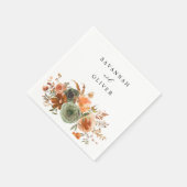Groen en Terra Cotta Floral Name Napkins Servet (Hoek)