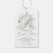 Groen en Trouwjurk Dank u Vrijgezellenfeest Cadeaulabel (Voorkant)