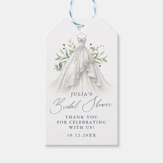 Groen en Trouwjurk Dank u Vrijgezellenfeest Cadeaulabel (Voorkant)