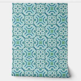 Groen en turquoise geometrisch behang 2' x 4'