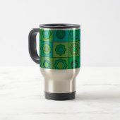 Groen en Turquoise Hippie Flower Pattern Reisbeker (Voorkant links)