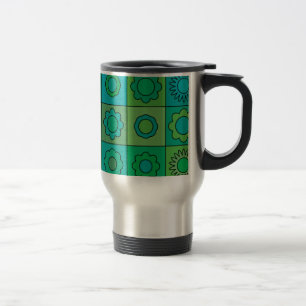 Groen en Turquoise Hippie Flower Pattern Reisbeker