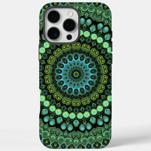 Groen en Turquoise Kaleidoscoop Mandala Patroon Case-Mate iPhone Case (Achterkant)