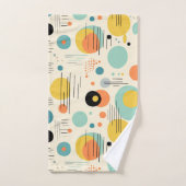 Groen en Turquoise Mid Century Modern Patroon Bad Handdoek (Handdoek)