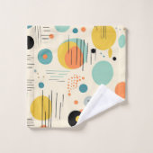 Groen en Turquoise Mid Century Modern Patroon Bad Handdoek (Wasdoekje)