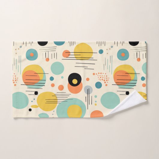 Groen en Turquoise Mid Century Modern Patroon Bad Handdoek (Handdoek)