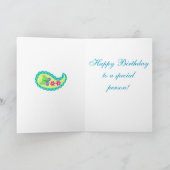Groen en Turquoise passen Paisley Happy Birthday a Kaart (Binnen)