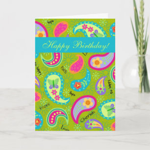 Groen en Turquoise passen Paisley Happy Birthday a Kaart