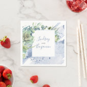 Groen en vetplanten Stoffig Blauw Elegant Servet (Insitu)