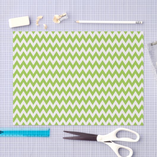 GROEN EN WHITE ZIG ZAG STRIPES TISSUEPAPIER (Craft)
