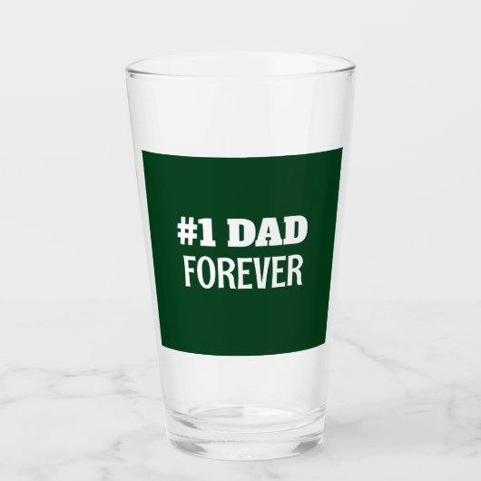 Groen en Wit #1 Papa Forever Vaderdag Gift Glas (Voorkant)