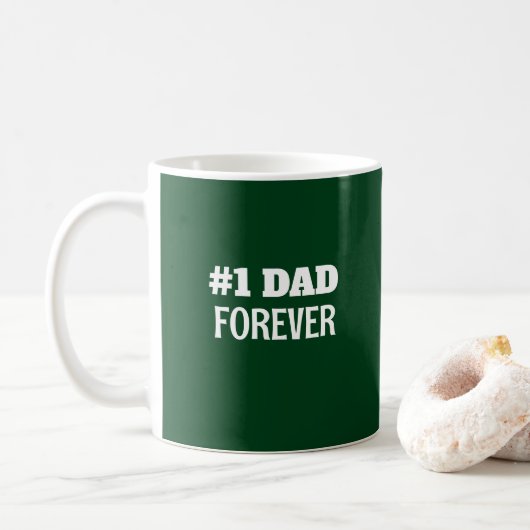Groen en Wit #1 Papa Forever Vaderdag Gift Koffiemok (Met donut)