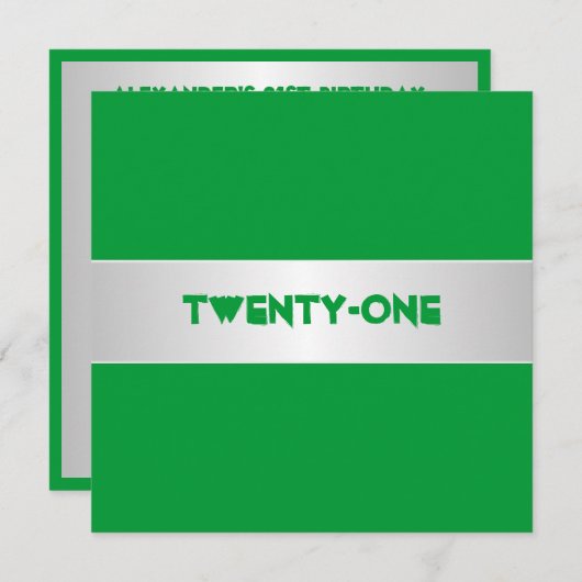 Groen en Wit 21ste verjaardagsfeest Kaart (Voorkant / Achterkant)