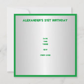 Groen en Wit 21ste verjaardagsfeest Kaart (Achterkant)