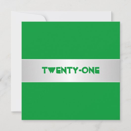 Groen en Wit 21ste verjaardagsfeest Kaart (Voorkant)