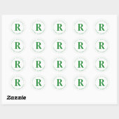 Groen en wit 2 | Retouradres Monogram Ronde Sticker (Vel)
