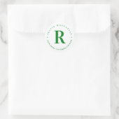 Groen en wit 2 | Retouradres Monogram Ronde Sticker (Tas)