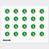 Groen en wit 2 | Retouradres Monogram Ronde Sticker (Vel)