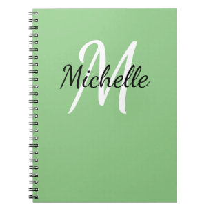 Groen en wit aangepast monogram Notitieboek
