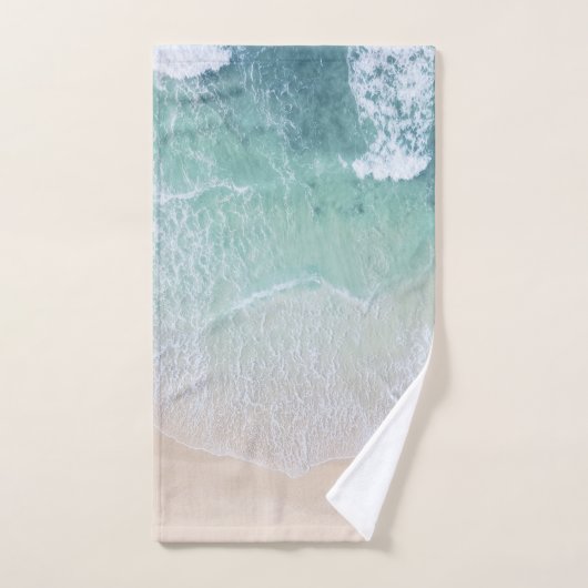 Groen en wit aanloopzand en zeeschildpad bad handdoek (Handdoek)