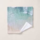 Groen en wit aanloopzand en zeeschildpad bad handdoek (Wasdoekje)