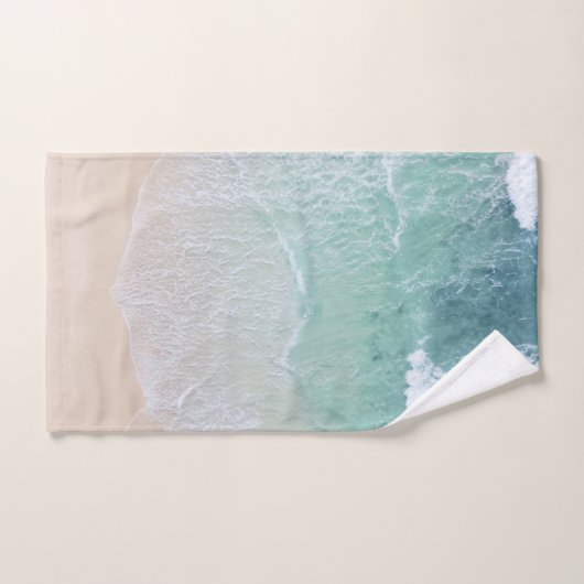 Groen en wit aanloopzand en zeeschildpad bad handdoek (Handdoek)