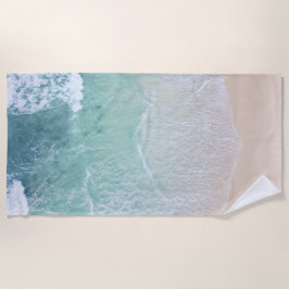 Groen en wit aanloopzand en zeeschildpad strandlaken