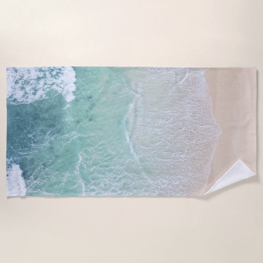 Groen en wit aanloopzand en zeeschildpad strandlaken (Voorkant)