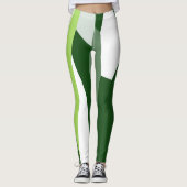 Groen en wit abstract leggings (Voorkant)