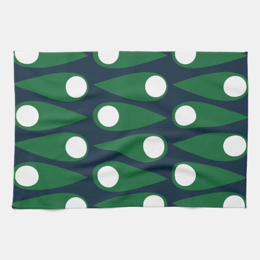 Groen en Wit Abstract Patroon Theedoek (Horizontaal)