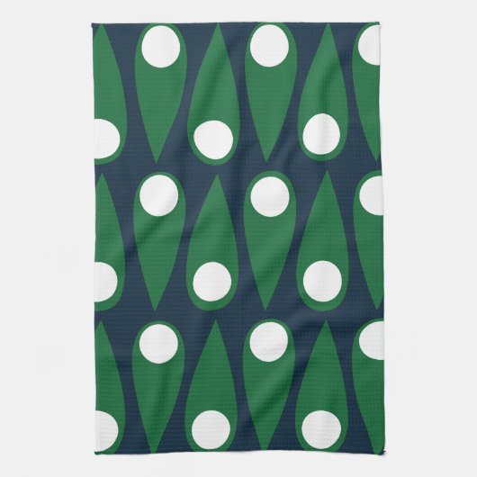 Groen en Wit Abstract Patroon Theedoek (Verticaal)