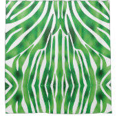 Groen en wit abstract streeppatroon douchegordijn (Voorkant)