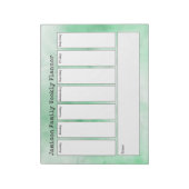 Groen en Wit Abstracte Waterverf Weekplanner Notitieblok (Linkerzijde)