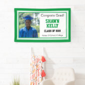 Groen en wit Afstudeerder Eén foto Spandoek (Insitu)