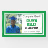 Groen en wit Afstudeerder Eén foto Spandoek (Horizontaal)