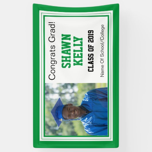 Groen en wit Afstudeerder Eén foto Spandoek (Verticaal)