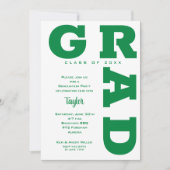 Groen en wit afstudeerfeest kaart (Voorkant)