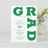Groen en wit afstudeerfeest kaart (Staand voorkant)