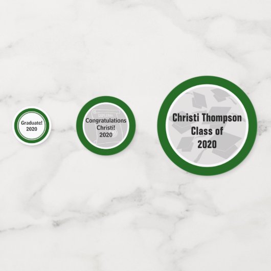 Groen en wit Afstuderen Confetti (Achterkanten)